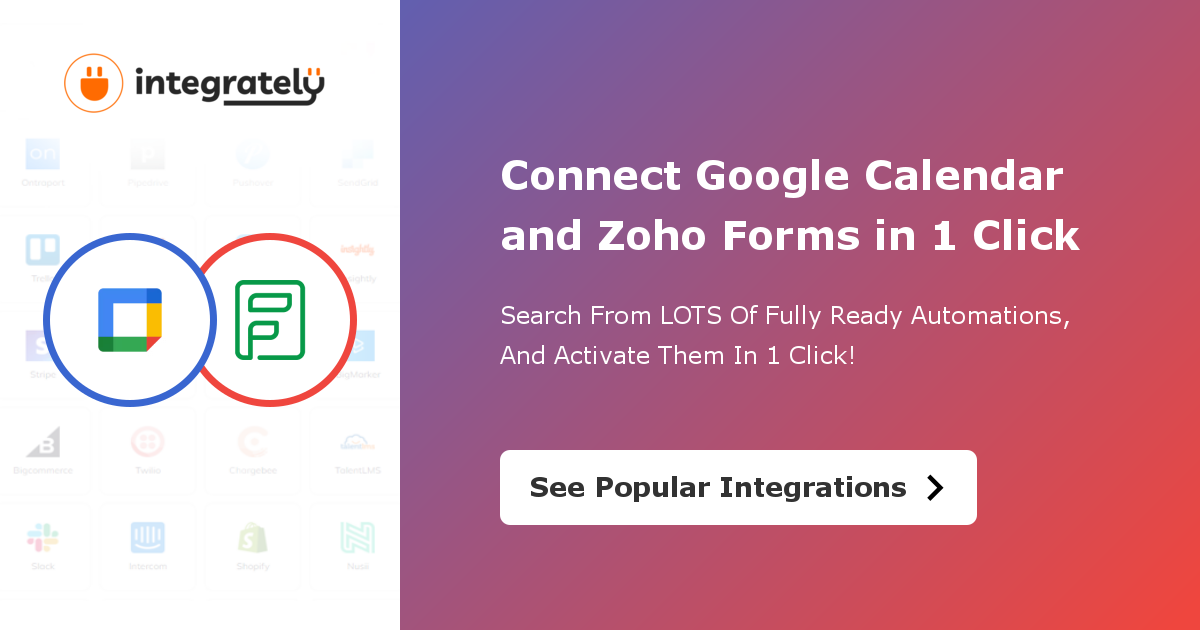 How to integrate Google Calendar & Zoho Forms 1 click ️ integration