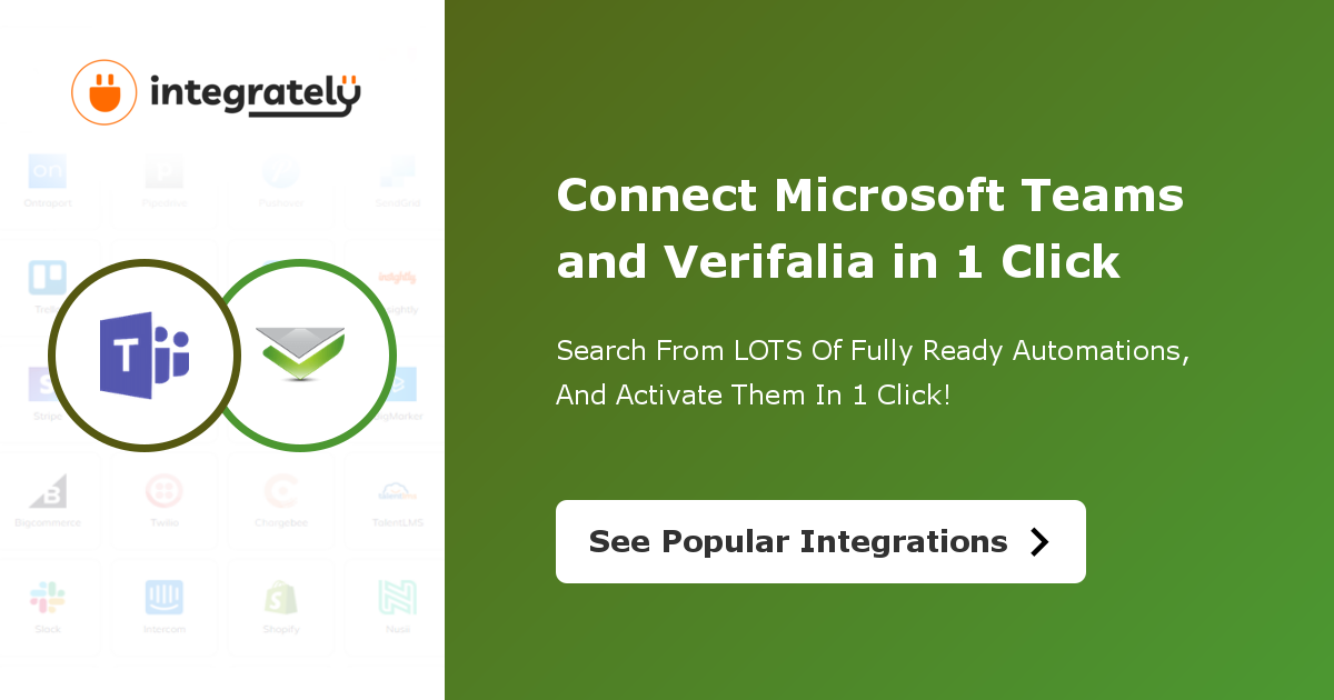 Connect Microsoft Teams & Verifalia Integrations: 280 Integrations ️